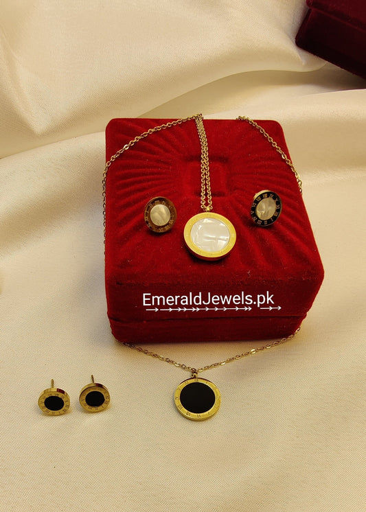 Set Pearl Pendant Square Titanium Steel Snake Bone Necklace  (S9)