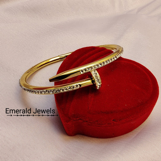 Cartier Stone-Embedded Gold-Plated Nail Bracelet  (K3)