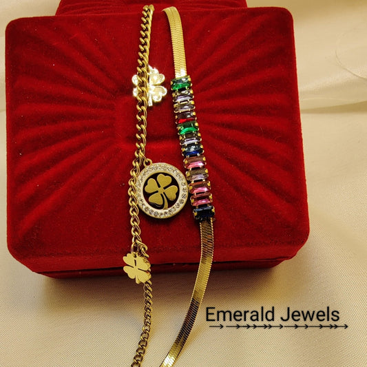 Charm Pendant Layered Tennis Butterfly Bracelet (B1)