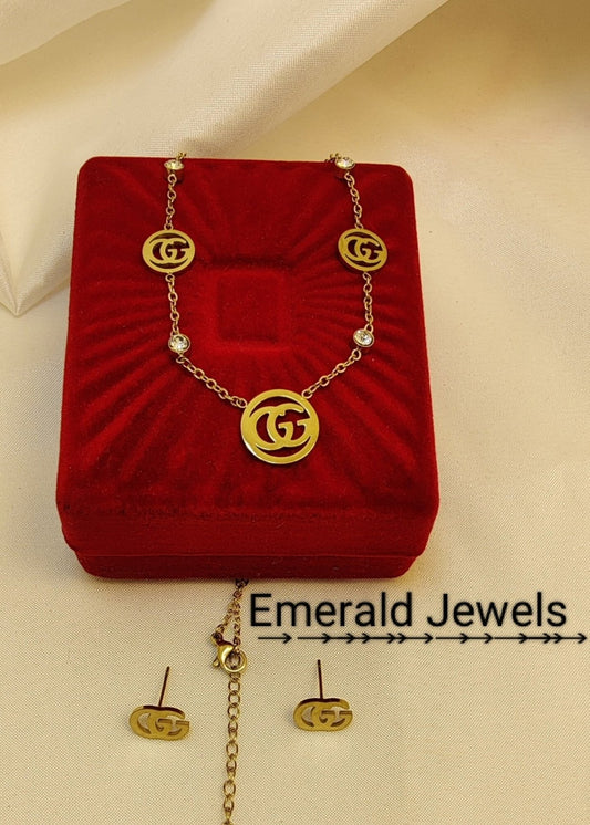 Set Round Hollowed Earing necklace  (SP1)