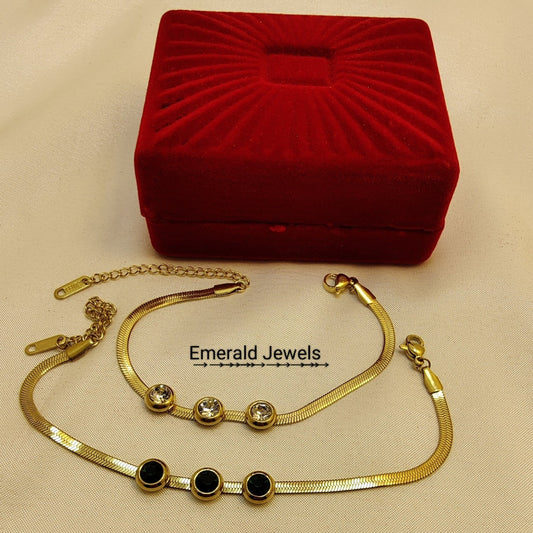Bracelet 3 Diamond with Gold Snake Chain (B4)
