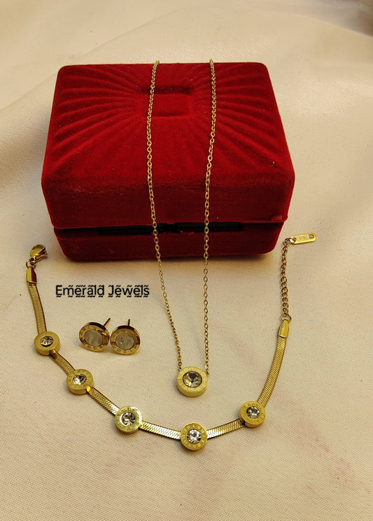 Set Roman Necklace Bracelet Earing