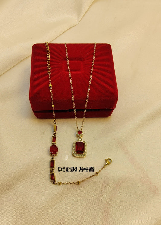 Set Necklace Bracelet Daimond