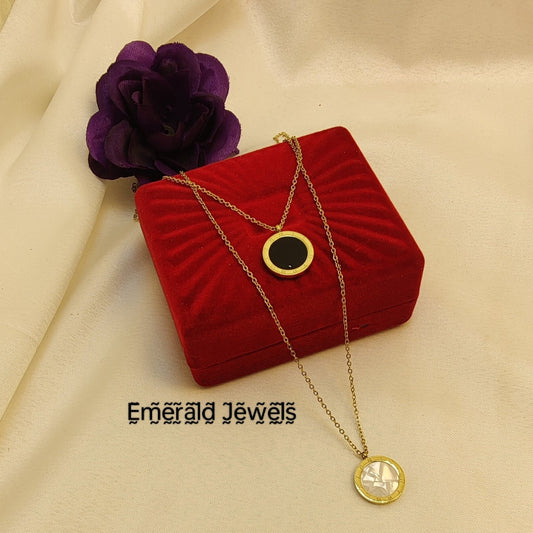 Gold Chain Roman Pendant white black (N7)