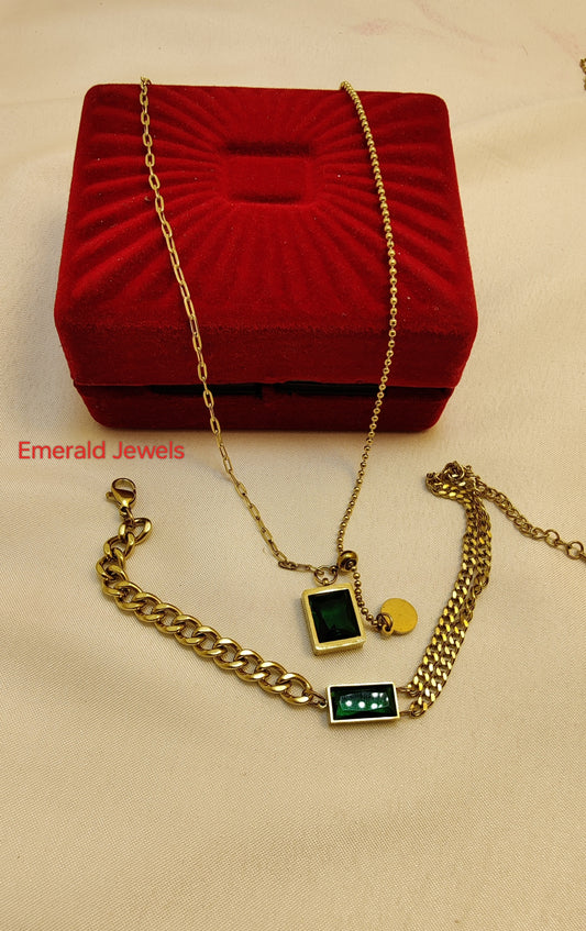 Rectangle Necklace and Bracelet   Set