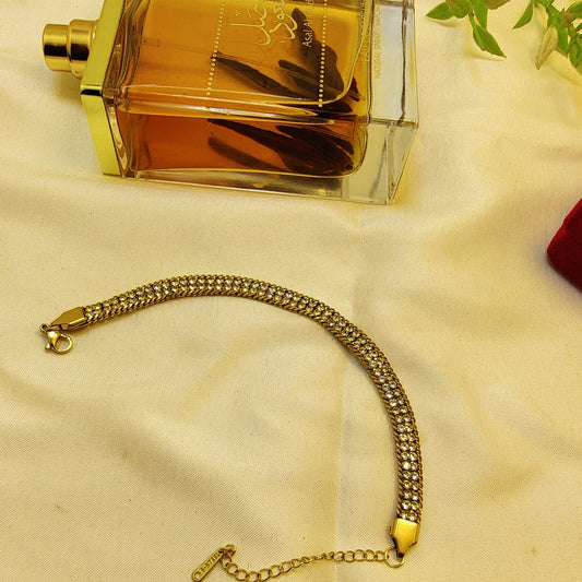 Gold Chain With White Diamond Bracelet
