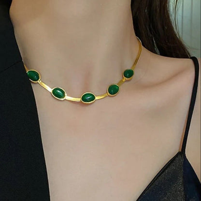 Five Green Stone Necklace N21